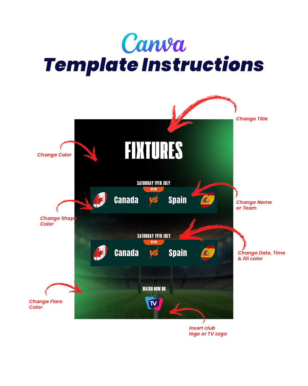 Rugby Fixtures TV Template (Canva)